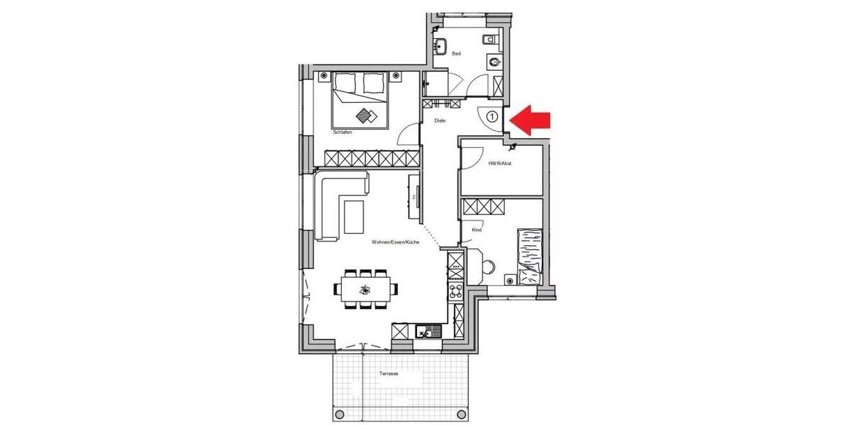 Erdgeschoßwohnung Schortens - 3 Zimmer, 84 m&sup2;, 1.005&euro; | Angebot:26588407