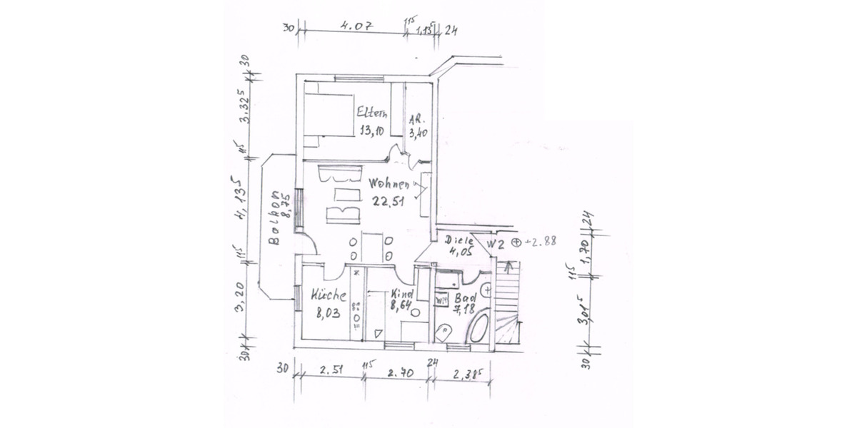 Etagenwohnung Grünberg - 3 Zimmer, 70 m&sup2;, 665&euro; | Angebot:25368725