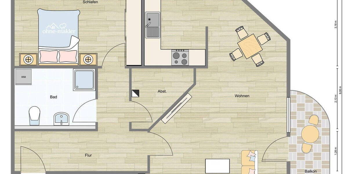 Etagenwohnung D Wanheimerort - 2 Zimmer, 68 m&sup2;, 178.000&euro; | Angebot:26226273