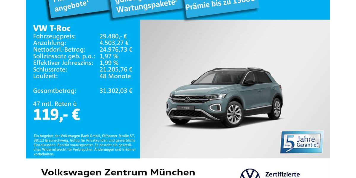 VW T-Roc 10.953 km 29.480 &euro; München 80687