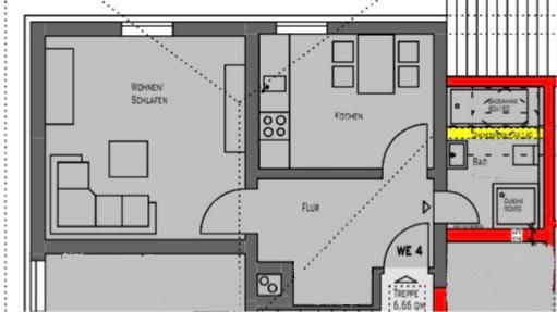 Etagenwohnung Bad Essen - 1 Zimmer, 40 m&sup2;, 560&euro; | Angebot:25377532
