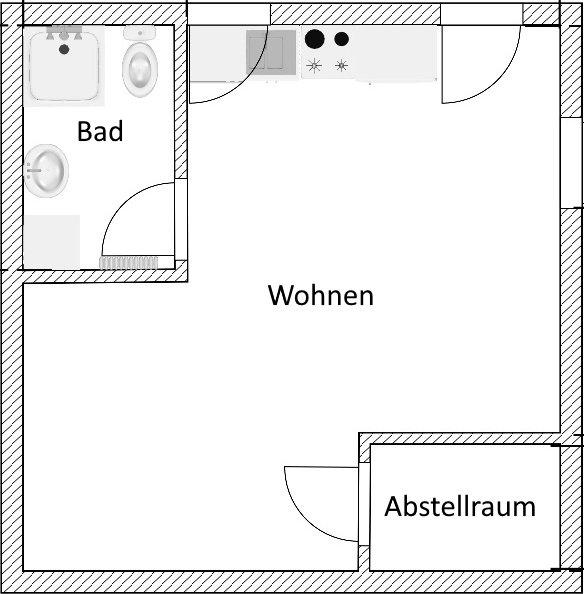 Erdgeschoßwohnung Wolnzach - 1 Zimmer, 36 m&sup2;, 520&euro; | Angebot:26321401