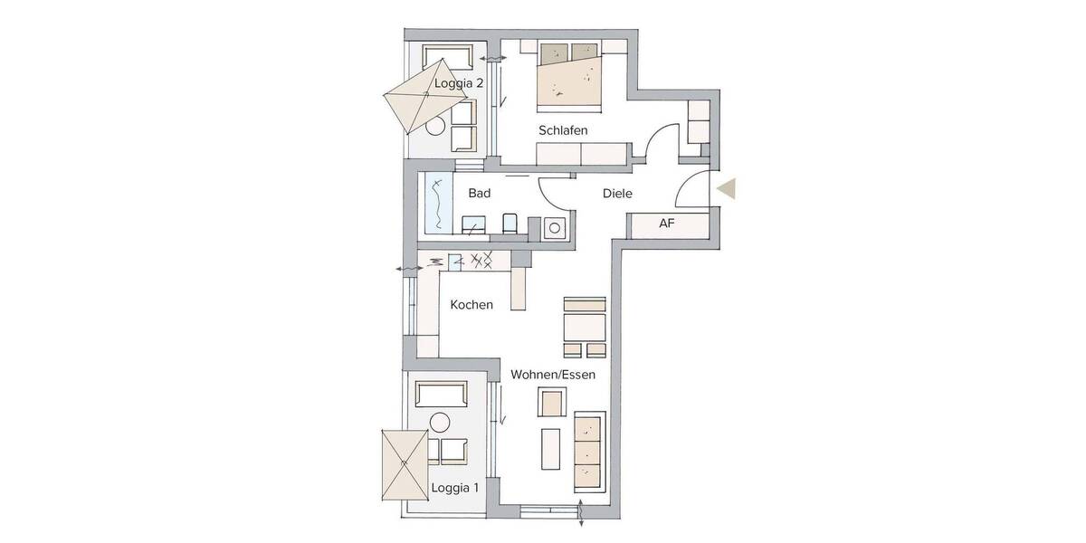 Etagenwohnung Nürnberg Spitalhof - 2 Zimmer, 65 m&sup2;, 442.570&euro; | Angebot:26841606