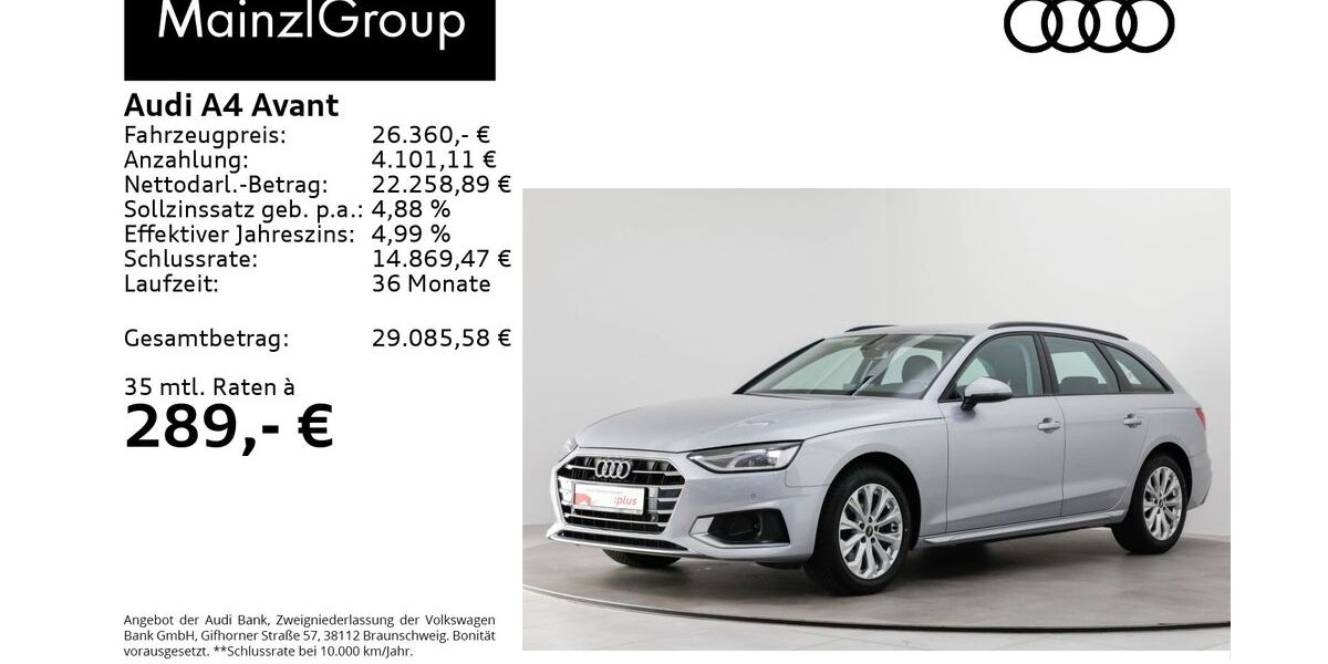 Audi A4 59.100 km 25.790 &euro; Feldkirchen/Westerham 83620