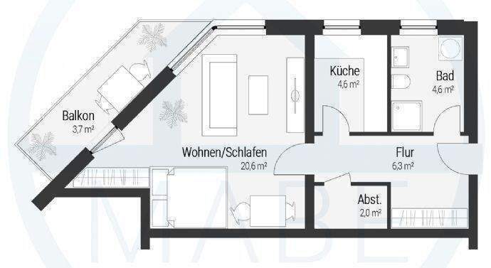 Sanierte 1-Zimmer-Wohnung mit Fußbodenheizung! [BALKON, Stellplatz] 1 zimmer