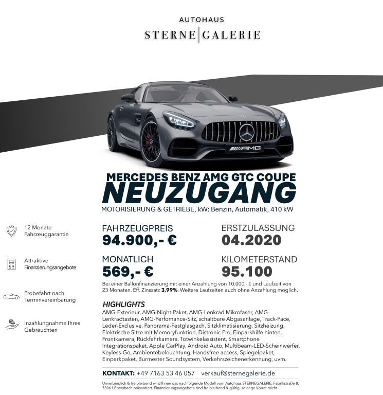 Mercedes-Benz AMG GT C 95.100 km 94.900 € Ebersbach an der Fils 73061