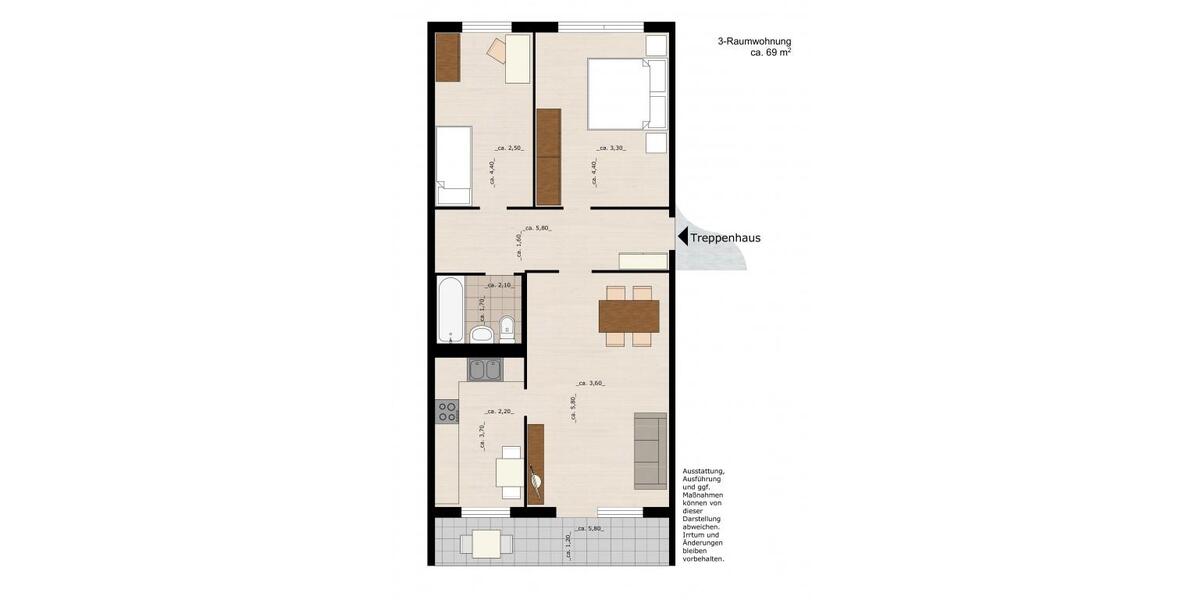 Etagenwohnung Dessau-Roßlau Dessau - 3 Zimmer, 69 m&sup2;, 340&euro; | Angebot:22491614