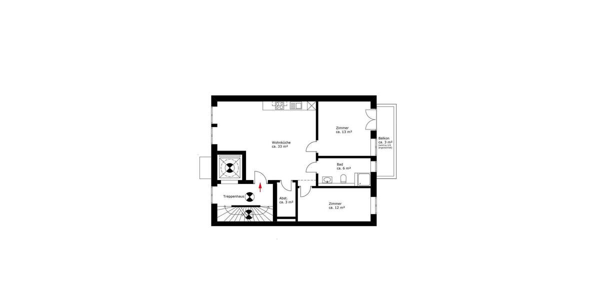 Etagenwohnung Bremen Walle - 3 Zimmer, 69 m&sup2;, 259.000&euro; | Angebot:25696472