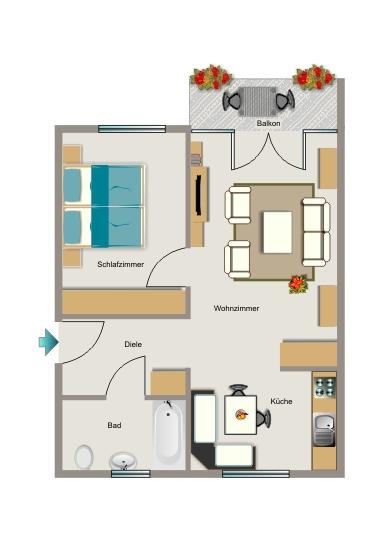 Dachgeschoßwohnung Kamp-Lintfort Lintfort - 2.5 Zimmer, 58 m&sup2;, 343&euro; | Angebot:25458831