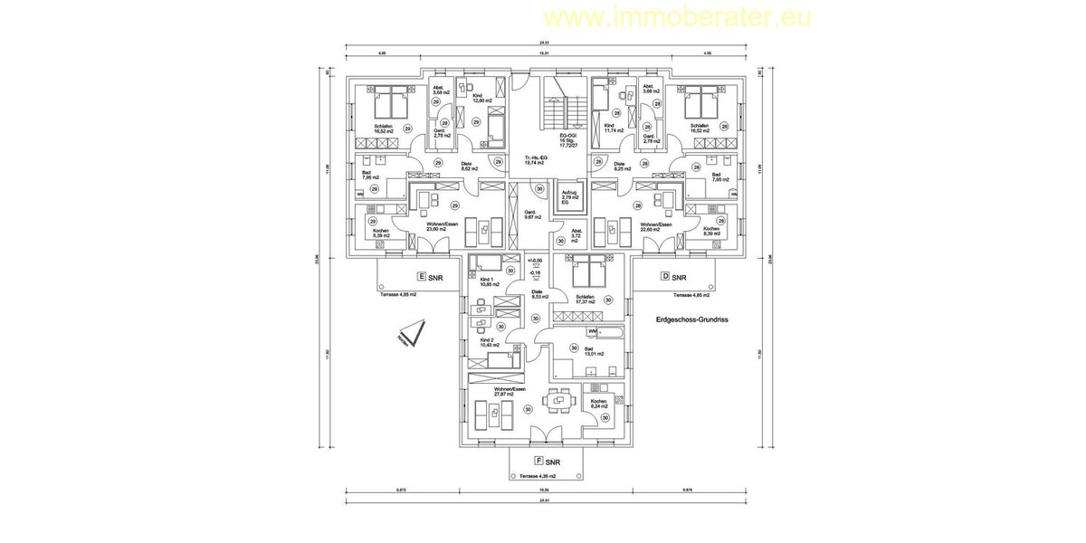 Moderner Grundriss - hochwertig gebaut - KfW-40-Energiesparhaus 4-Zimmer - WFL 114 m² mit Garten u. Terrasse ab sofort zu vermieten. - Erdgeschoßwohnung Kemnath Beste Lage | Angebot:23711103