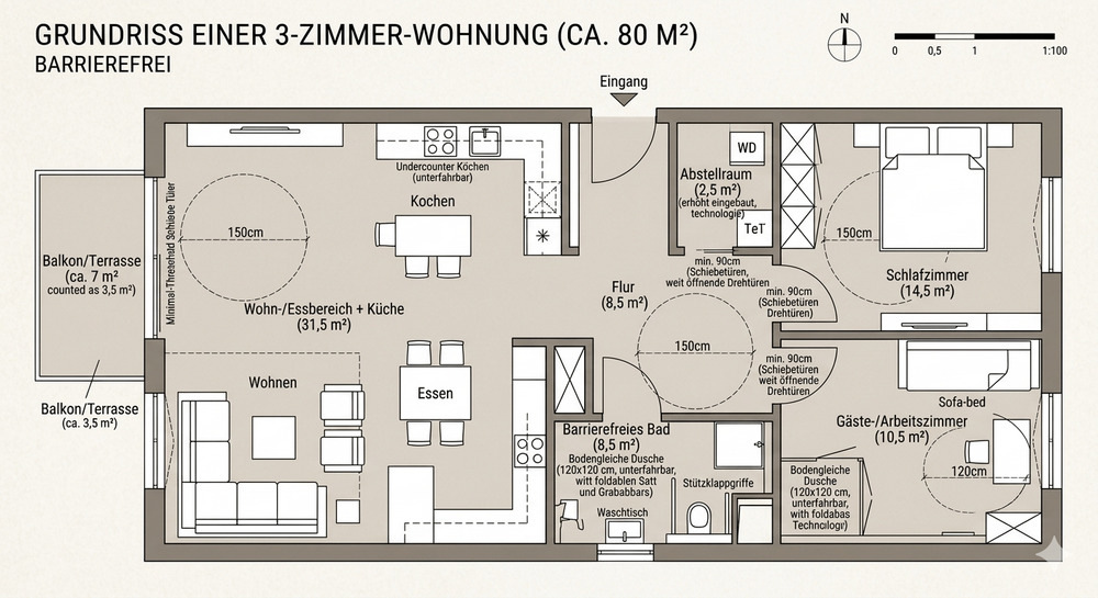 Etagenwohnung Bielefeld Schildesche - 3 Zimmer, 80 m&sup2;, 450.000&euro; | Angebot:27121755
