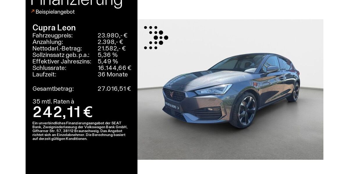Cupra Leon 34.500 km 23.980 &euro; Haßfurt 97437