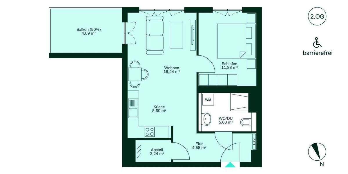 Etagenwohnung Zossen Finkenherd - 2 Zimmer, 53 m&sup2;, 239.900&euro; | Angebot:25938921