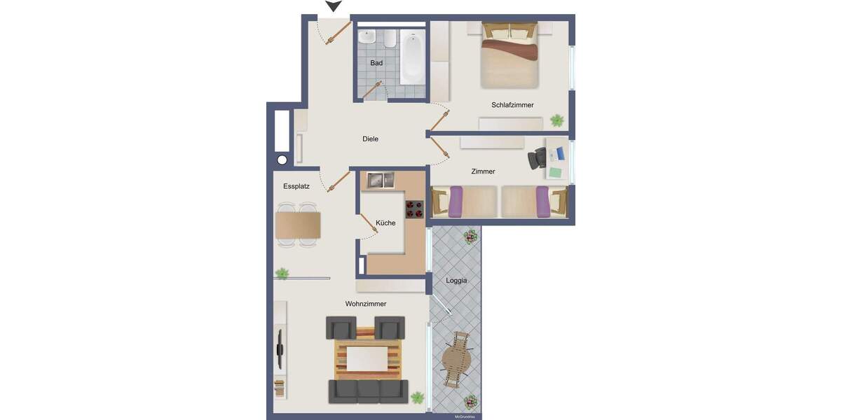 Etagenwohnung Karlsruhe Nordweststadt - 3 Zimmer, 70 m&sup2;, 330.000&euro; | Angebot:26028970