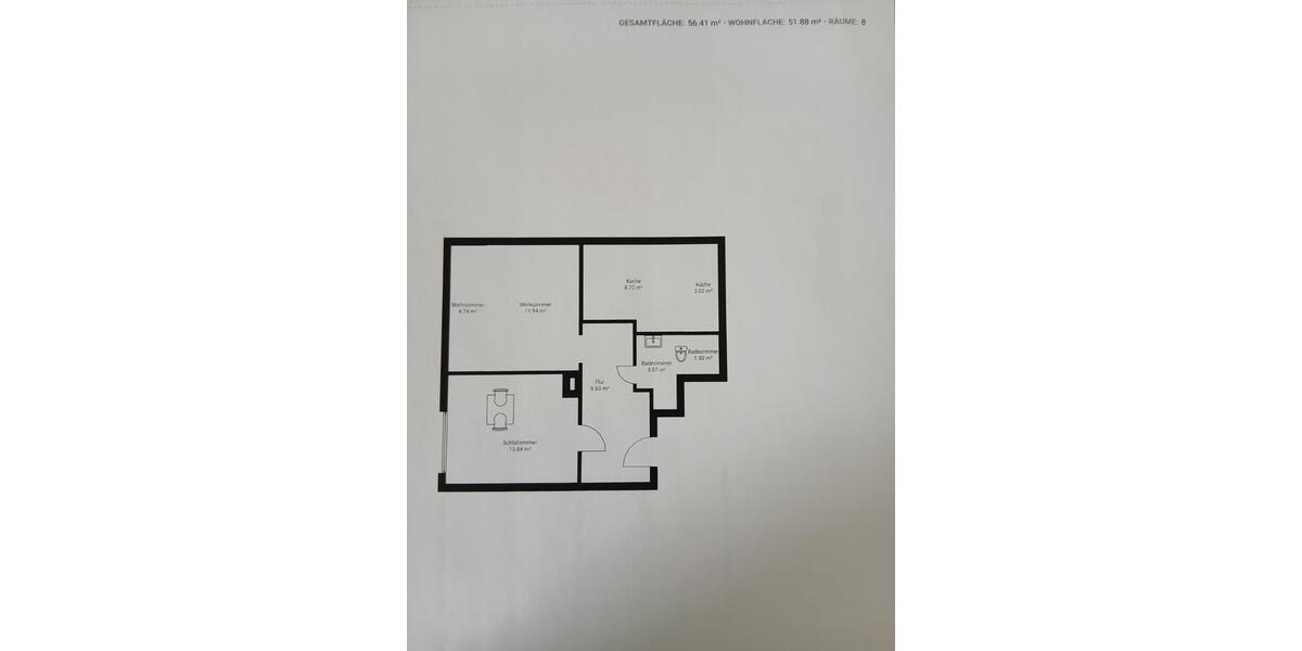 Etagenwohnung Waldheim - 2 Zimmer, 52 m&sup2;, 311&euro; | Angebot:25917459
