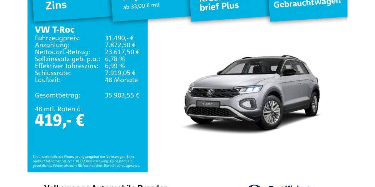 VW T-Roc 11.605 km 30.890 &euro; Dresden 01067