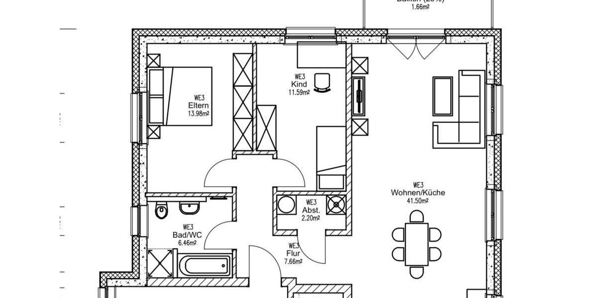 Etagenwohnung Bohmte - 3 Zimmer, 86 m&sup2;, 980&euro; | Angebot:24830478