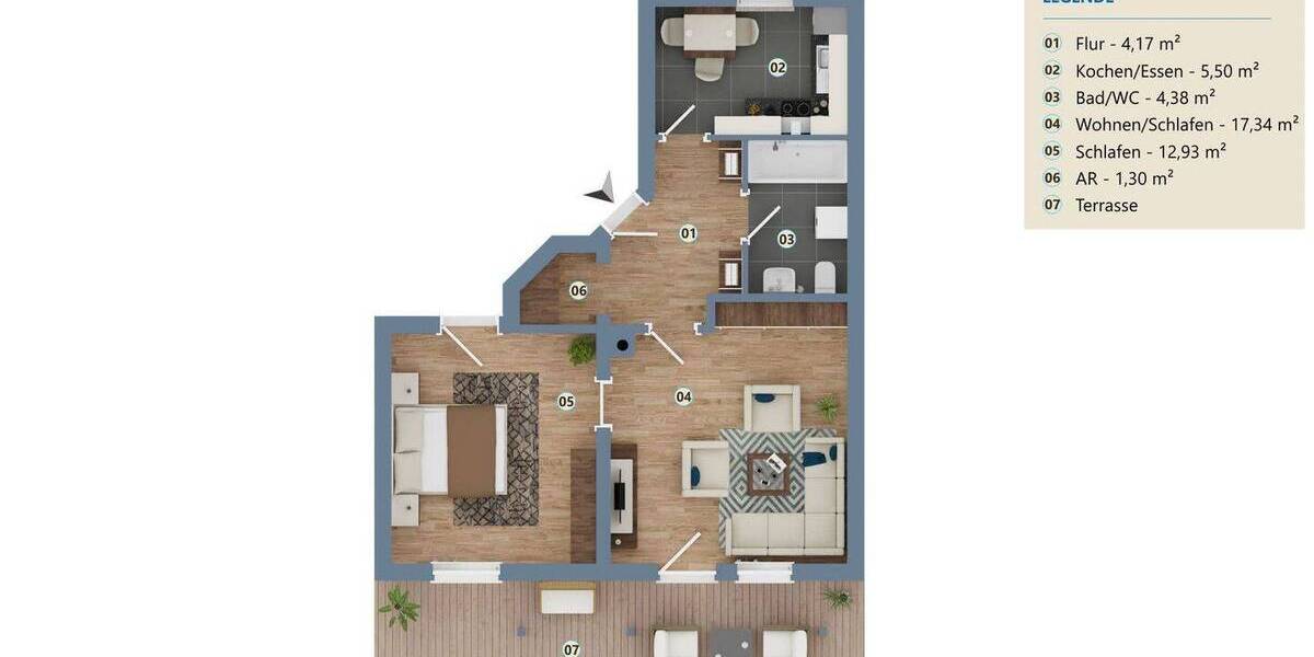 Etagenwohnung Freilassing - 2 Zimmer, 49 m&sup2;, 199.000&euro; | Angebot:26319643