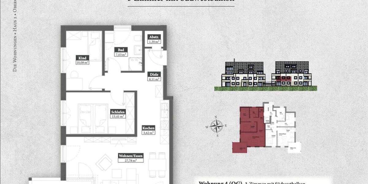 Etagenwohnung Mering - 3 Zimmer, 77 m&sup2;, 490.000&euro; | Angebot:25716265