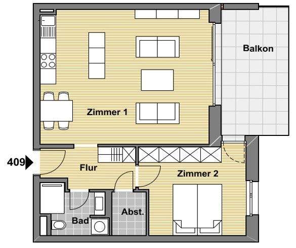 Etagenwohnung Pfinztal Berghausen - 2 Zimmer, 64 m&sup2;, 380.000&euro; | Angebot:24860406