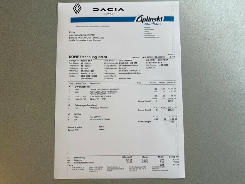 Renault Clio Zen + Durchsicht + TÜV+ NEU 11555.- Netto + 21.949 km 13.750 € Schwalbach/Taunus 65824