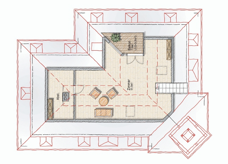 DACHTERRASSE – WANNEN-DUSCHBAD MIT FENSTER – GÄSTE-WC – EINBAUKÜCHE – MAISONETTE - Dachgeschoßwohnung Dresden Löbtau | Angebot:26548190