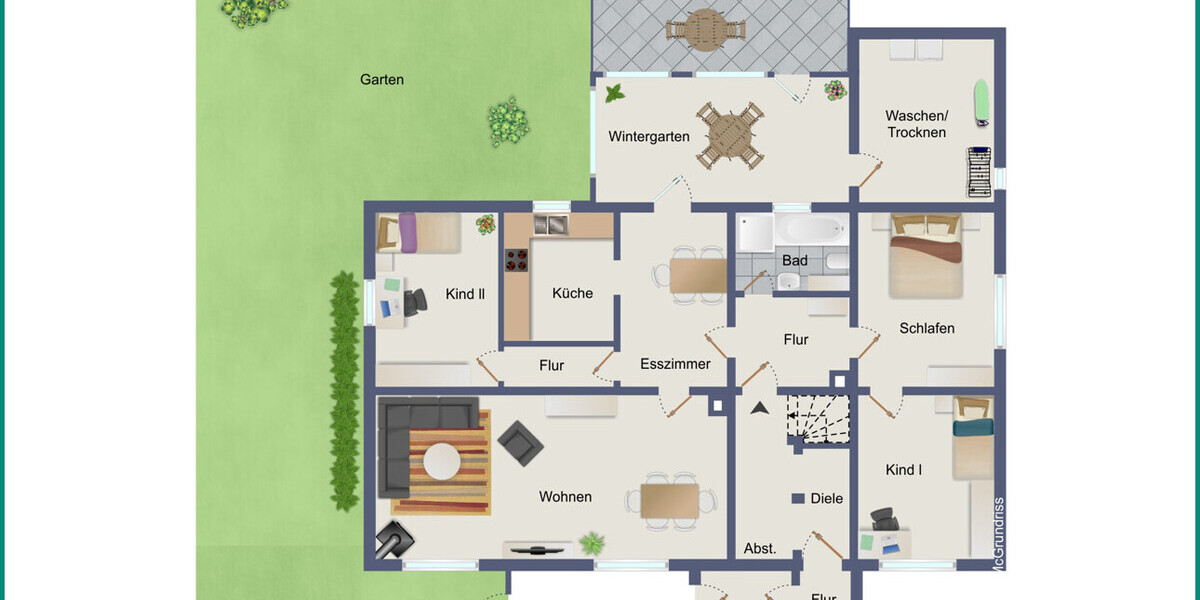 5 ZIMMER-EIGENTUMSWOHNUNG MIT GARAGE, WINTERGARTEN & GARTENNUTZUNG AM ZENTRUM VON RADEVORMWALD, PROV - Erdgeschoßwohnung Radevormwald | Angebot:27302540
