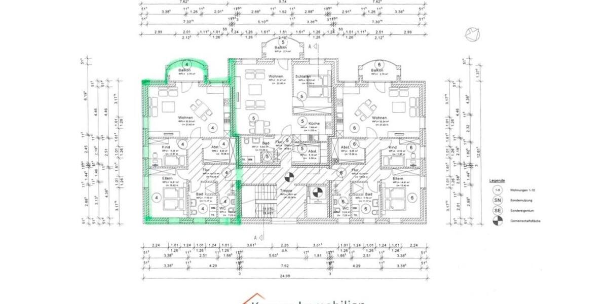 Etagenwohnung Varel - 3 Zimmer, 86 m&sup2;, 850&euro; | Angebot:25380221