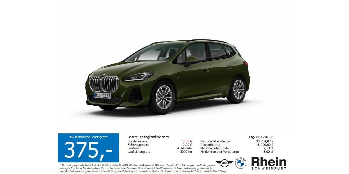 BMW 218 Active Tourer 25.433 km 33.640 &euro; Schweinfurt 97424