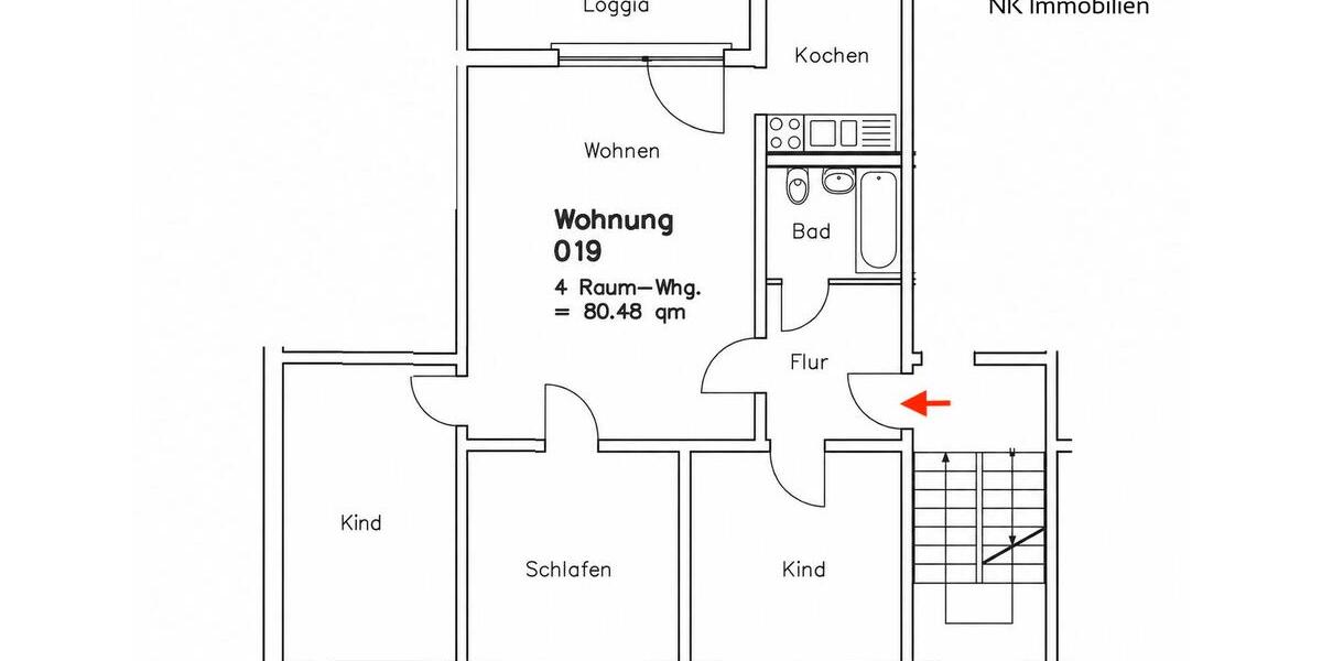 Etagenwohnung Eibenstock - 4 Zimmer, 80 m&sup2;, 419&euro; | Angebot:26404410