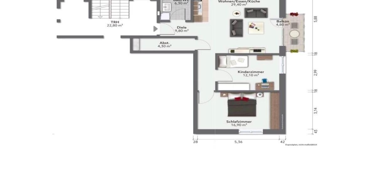 Etagenwohnung Stühlingen - 3 Zimmer, 80 m&sup2;, 1.080&euro; | Angebot:26104307