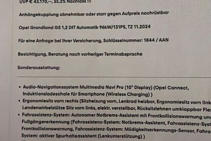 Opel Grandland (X) 3.800 km 27.250 &euro; Bad Waldsee 88339