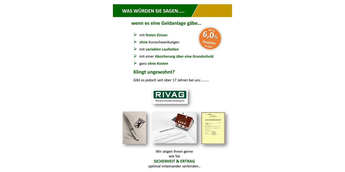 Investitionen in Immobilien 6 % Festzins 3 zimmer