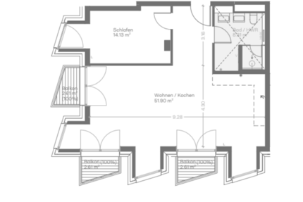 Wohnung München Maxvorstadt - 2 Zimmer, 78 m&sup2;, 2.900&euro; | Angebot:26866606