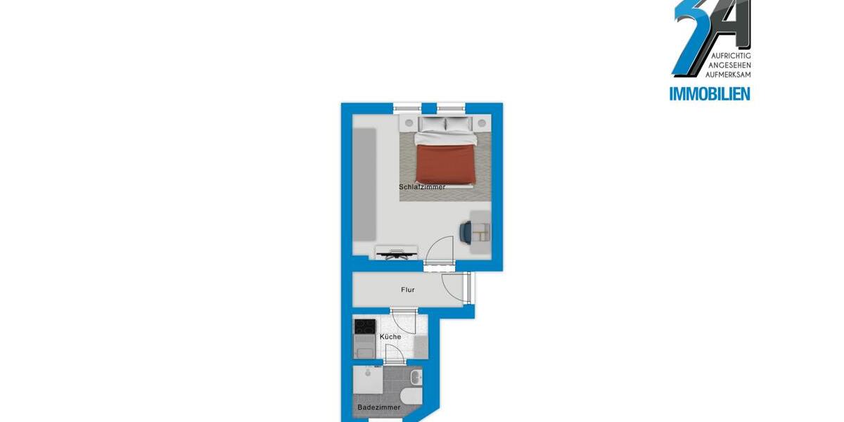 Erdgeschoßwohnung Halle (Saale) - 1 Zimmer, 27 m&sup2;, 300&euro; | Angebot:26365426