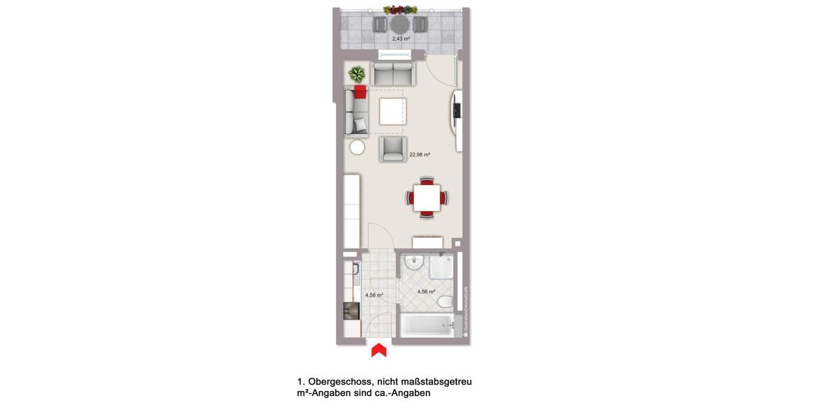Etagenwohnung Pocking - 1 Zimmer, 35 m&sup2;, 107.000&euro; | Angebot:27189922