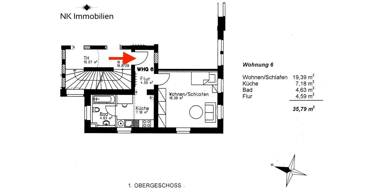 Etagenwohnung Zwickau - 1 Zimmer, 36 m&sup2;, 190&euro; | Angebot:26008210