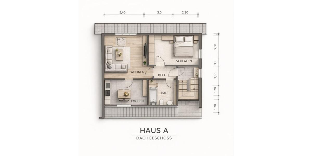 Ideal für Single oder Paar: Renovierte Dachgeschosswohnung zum vermieten 2 zimmer