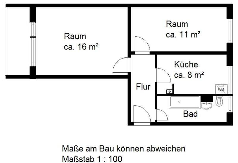 Etagenwohnung Halle (Saale) Silberhöhe - 2 Zimmer, 43 m&sup2;, 210&euro; | Angebot:26437271