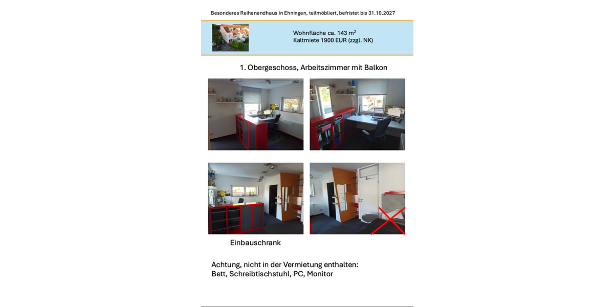 Reihenhaus Ehningen - 5 Zimmer, 143 m&sup2;, 1.900&euro; | Angebot:24645863