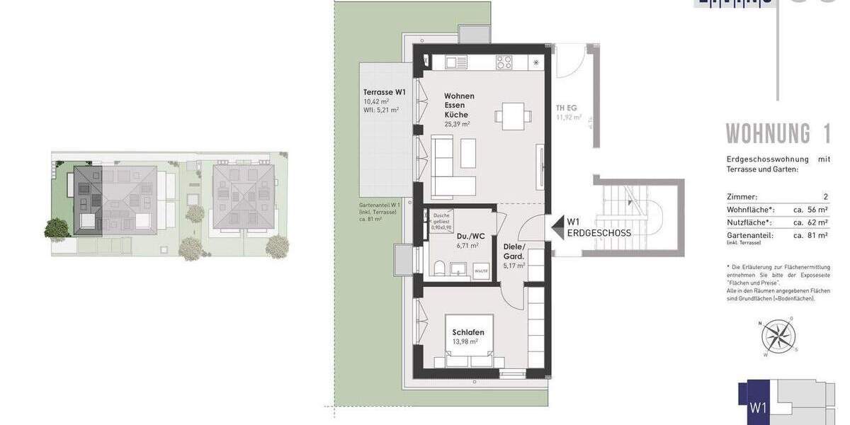 Etagenwohnung München Trudering-Riem - 2 Zimmer, 56 m&sup2;, 629.000&euro; | Angebot:25524244