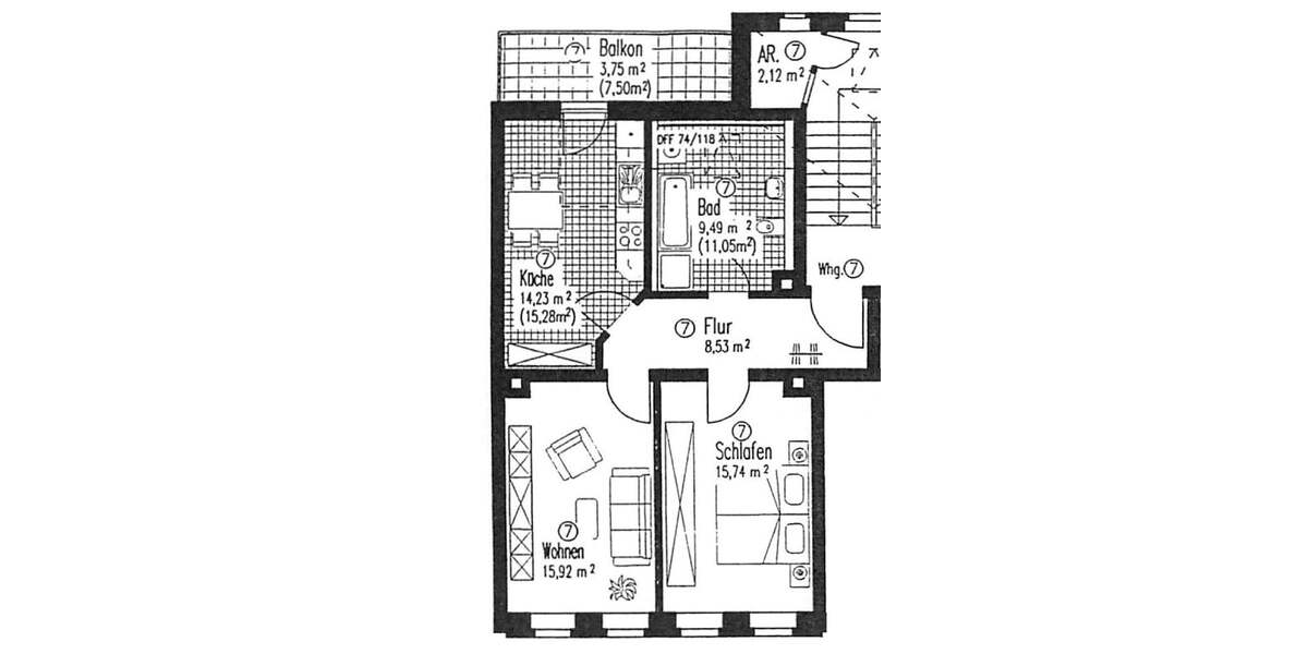 Gepflegte DG-Wohnung mit EINBAUKÜCHE, Balkon und Tageslicht-Bad ab 01.12. frei! 2 zimmer