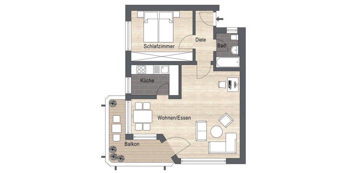 Etagenwohnung Ingolstadt Augustinviertel - 2 Zimmer, 62 m&sup2;, 155.000&euro; | Angebot:26794394