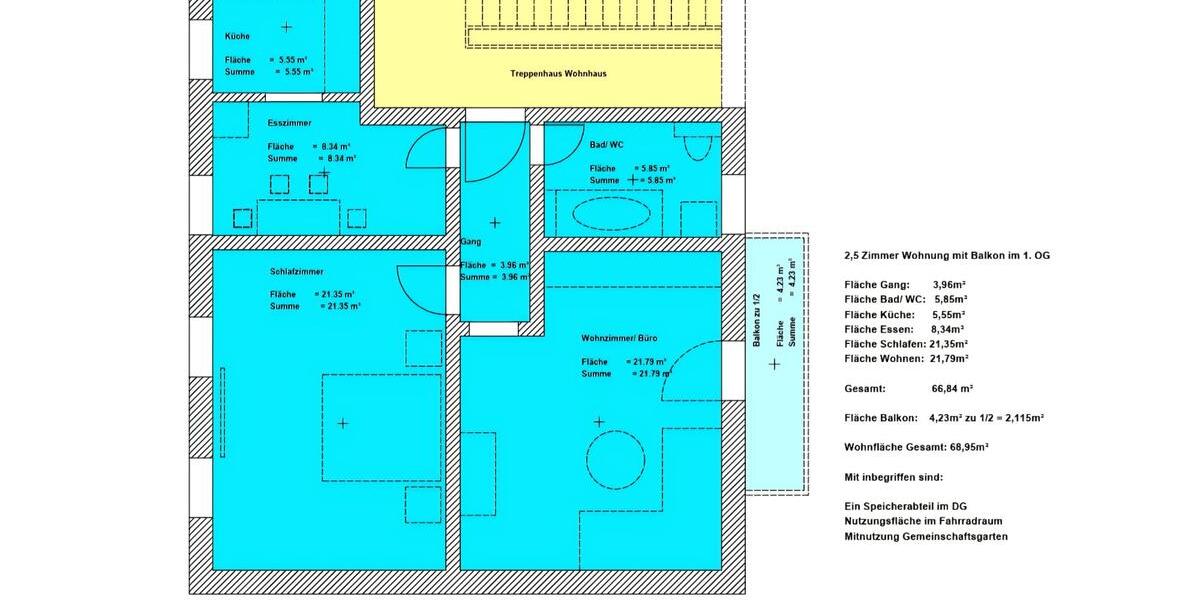 Etagenwohnung Dorfen - 2.5 Zimmer, 69 m&sup2;, 315.000&euro; | Angebot:26614017