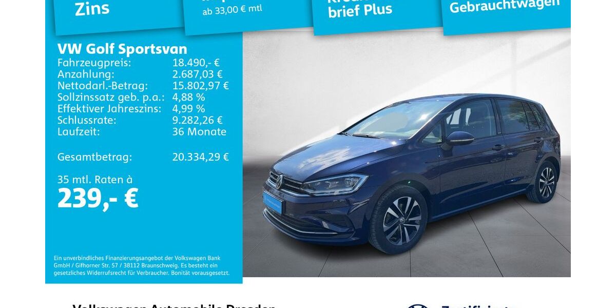 VW Golf Sportsvan 69.342 km 17.890 &euro; Dresden 01067
