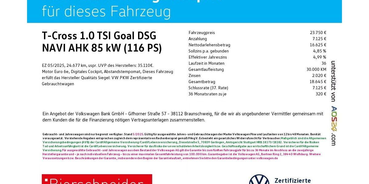 VW T-Cross 24.677 km 23.750 &euro; Ingolstadt 85053