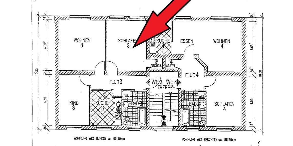 Etagenwohnung Rostock - 3 Zimmer, 68 m&sup2;, 749&euro; | Angebot:25570518