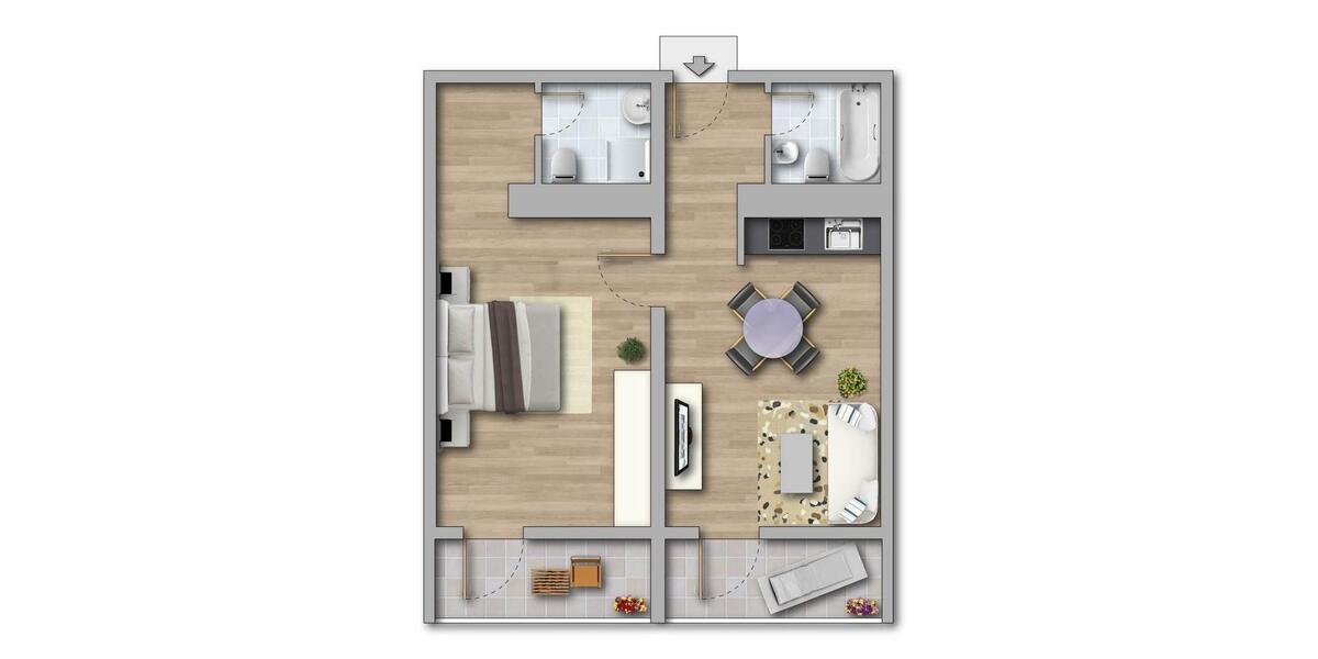 Erdgeschoßwohnung Erfurt Daberstedt - 2 Zimmer, 51 m&sup2;, 335&euro; | Angebot:25360806