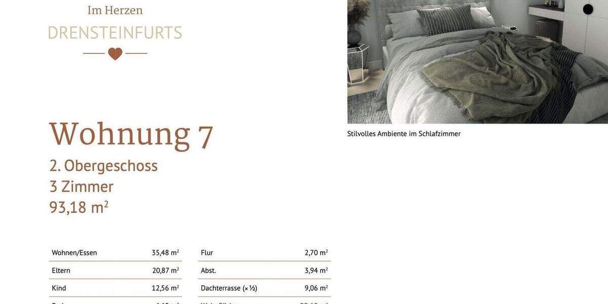 Etagenwohnung Drensteinfurt - 3 Zimmer, 93 m&sup2;, 424.000&euro; | Angebot:24638008