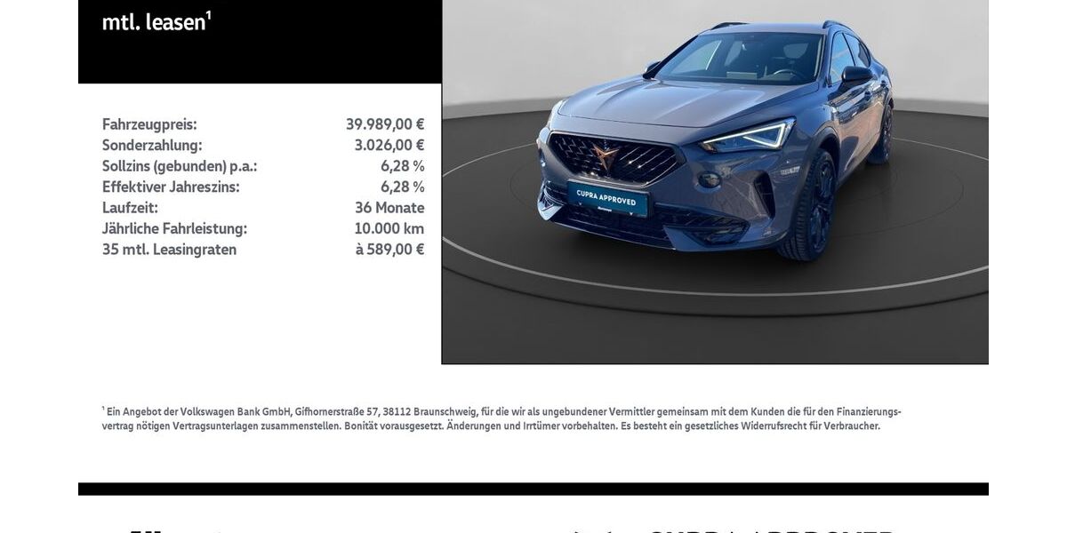 Cupra Formentor 3.000 km 39.989 &euro; Nordhausen 99734